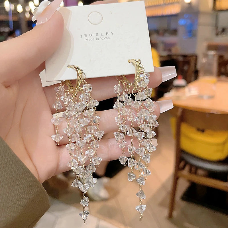 Imported Gorgeous Crystal Tassel Earrings