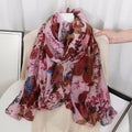 Pretty Pink Floral Printed Soft Lightweight Long Hijab / Orna