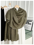 Classy Military Green Japanese-Style Imported Summer Friendly Long Wrinkled Cotton Hijab / Orna