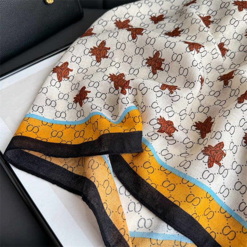 Fashionable Mustard & Ivory Printed Imported Summer Friendly Hijab /Orna