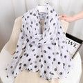 Sophisticated White Color Polka Dot Printed Soft Lightweight Long Hijab / Orna