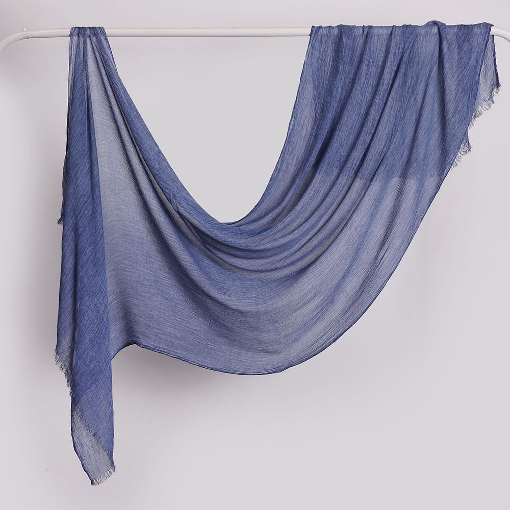 Stunning Denim Blue Color Super Soft Summer Friendly Imported Long Rayon Cotton Hijab / Orna