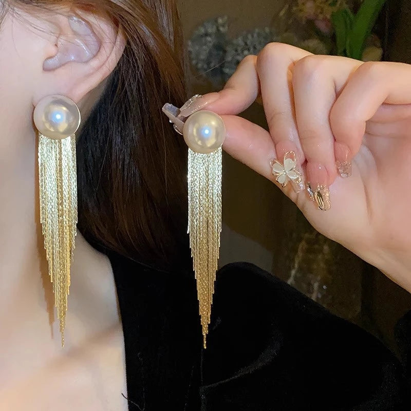 Elegant crystal tassel earrings