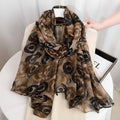 Stylish Black Coffee Color Imported Floral Printed Soft Long Hijab / Orna