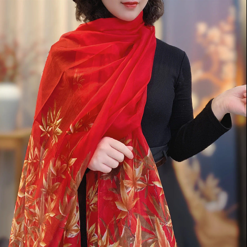 Gorgeous red color floral printed imported long scarf