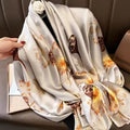 Elegant floral printed beige color silk hijab
