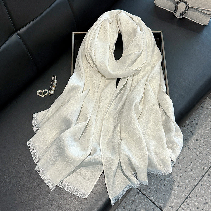 Sophisticated white color shiny party  hijab / orna