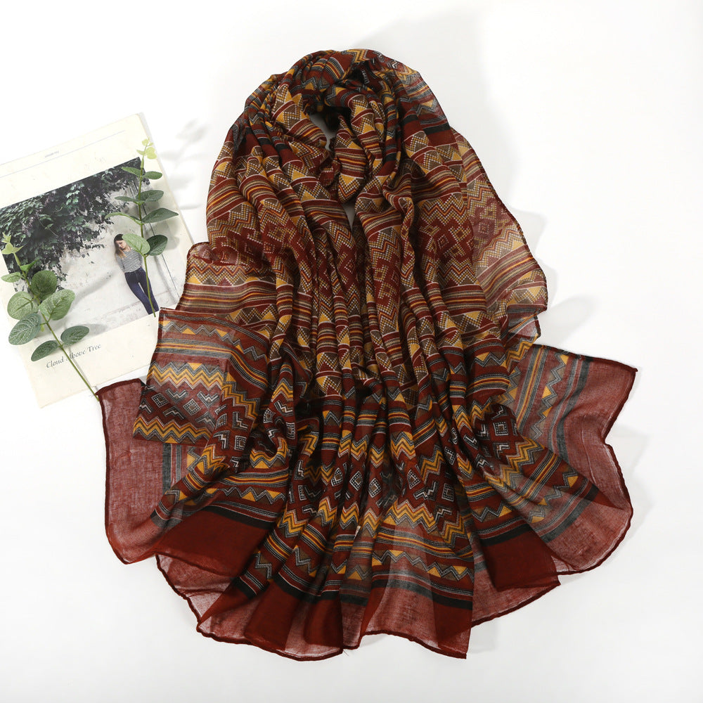 Beautiful Rust Red Classic Ethnic Style Imported Super Soft Summer Friendly Long Hijab / Orna