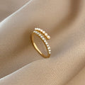 High Quality Korean Style Exquisite Zircon Ring Ring Women's Opening Adjustable Dieting Finger Ring Light Luxury Niche Personalized Design Imported Adjustable Pearl Open Ring