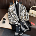 Shiny black & white mixed printed long silk hijab / orna