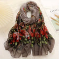 Elegant Khaki Green Colour Floral Printed Soft Lightweight Long Hijab / Orna