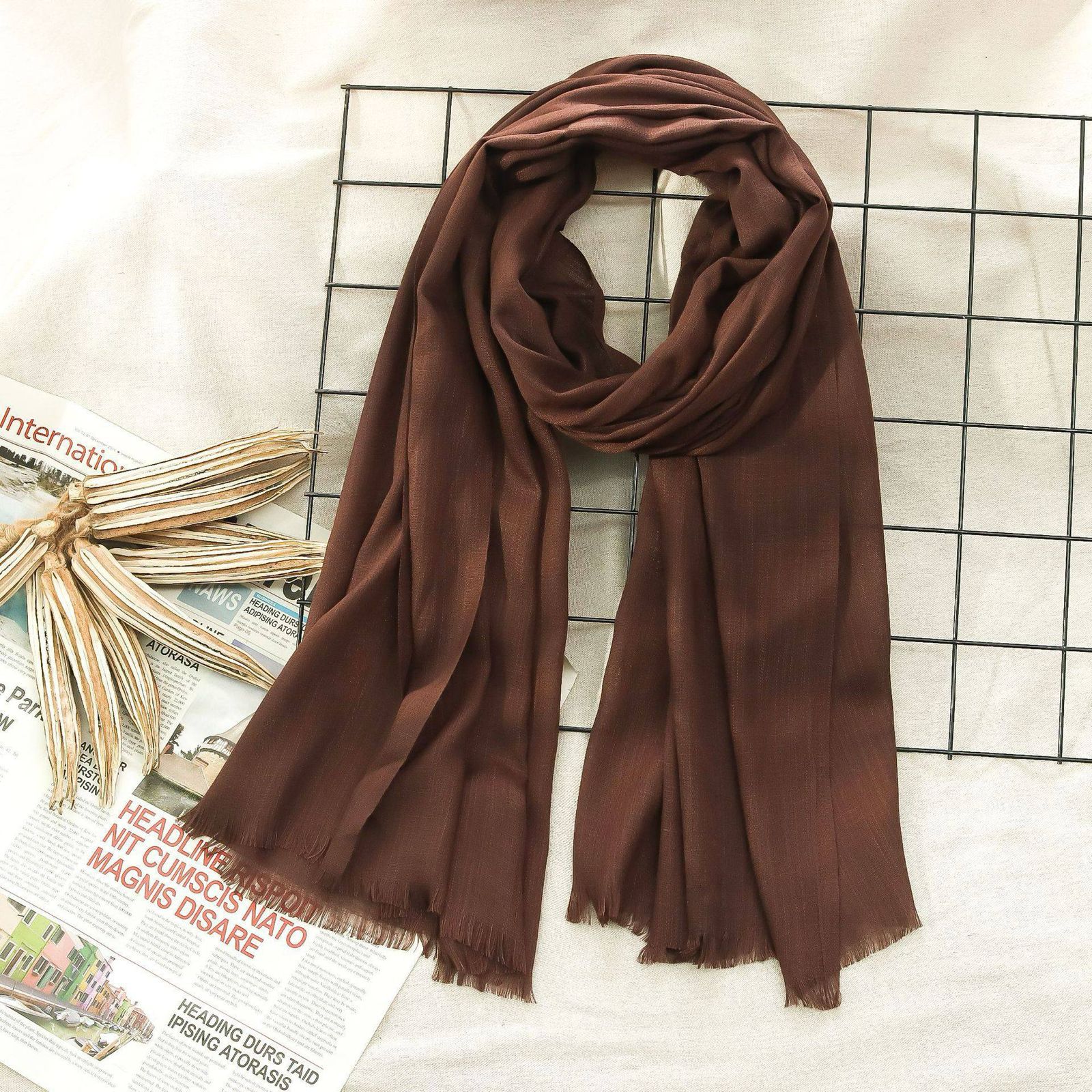 Chocolate Color Soft Long Bamboo Cotton Hijab / Orna