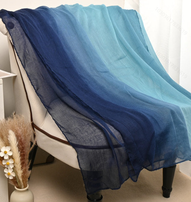 Elegant Royal Blue & Navy Gradient Soft Imported Sun Protection Summer Friendly Hijab / Orna
