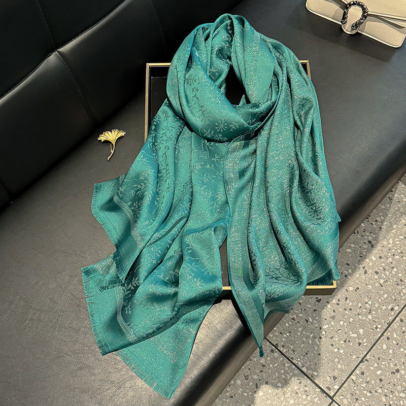 Elegant Green Long Shiny Imported Party Hijab / Orna