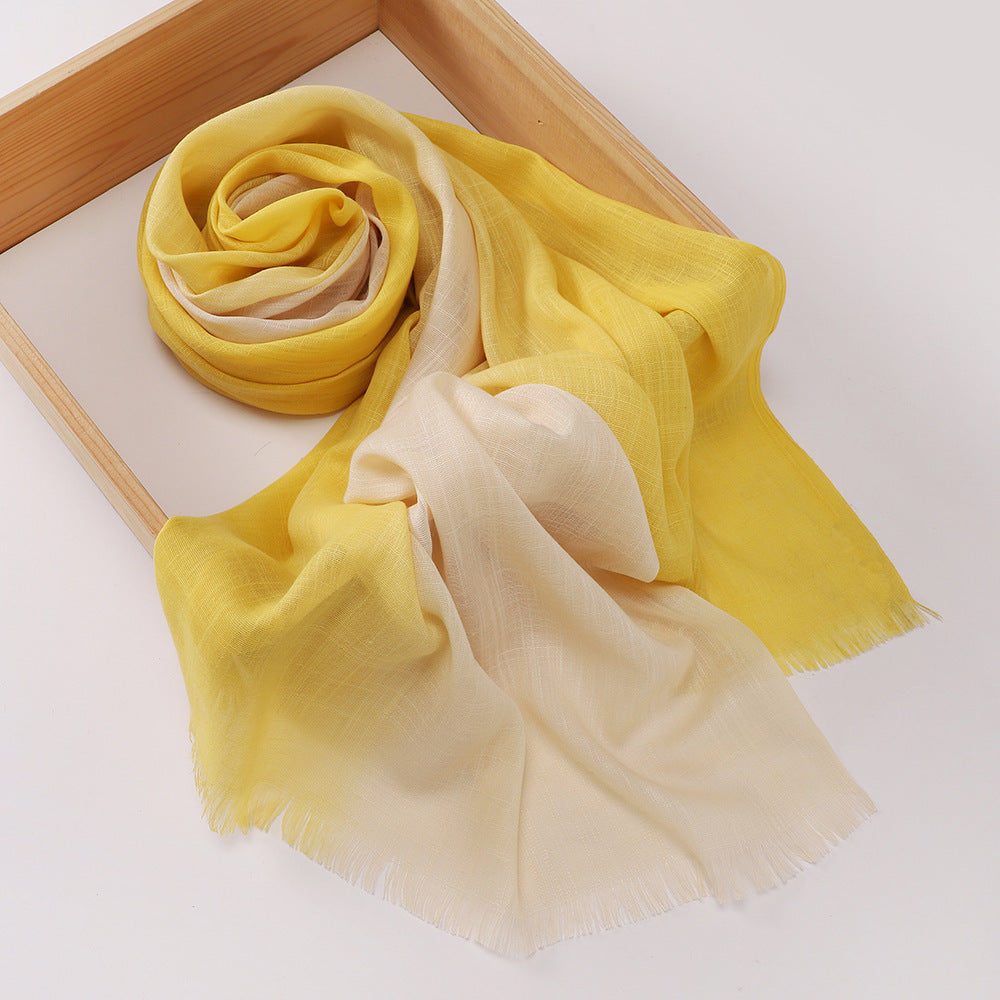 Pretty Yellow Colour Long Cotton Hijab