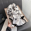 Beautiful Black & White Color Imported Summer Friendly Floral Printed Long Hijab / Orna