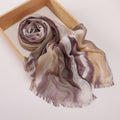 Classy Khaki Color High Quality Tudung Rayon Cotton Scarf Women Girl Ombre Striped Imported Long Crinkle Breathable Printed Hijab / Orna