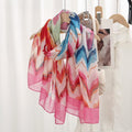 Pink colour wave striped gradient patterned soft long scarf / orna