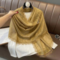 Beautiful Turmeric New Japanese Travel Sunscreen Literary Retro Women's Summer Friendly All-match Solid Color Long Cotton Lace Hijab / Orna