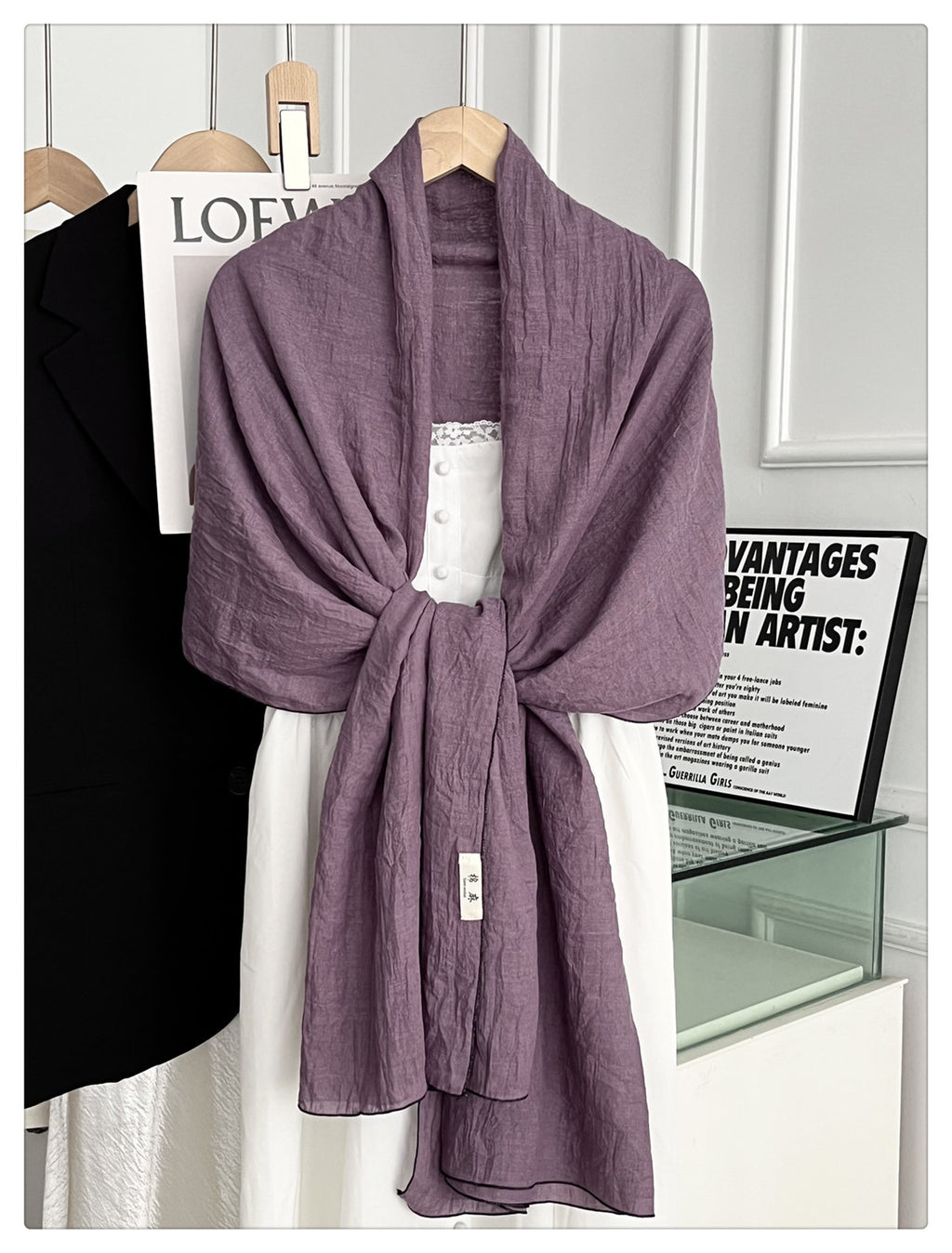 Stunning Purple Skin Japanese-Style Imported Summer Friendly Long Wrinkled Cotton Hijab / Orna