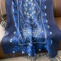 Ethnic Tie-Dye Style Buckle Women's Travel Sun Protection Yunnan Blue and White Literature Art Chinese Big Size Scarf / Hijab