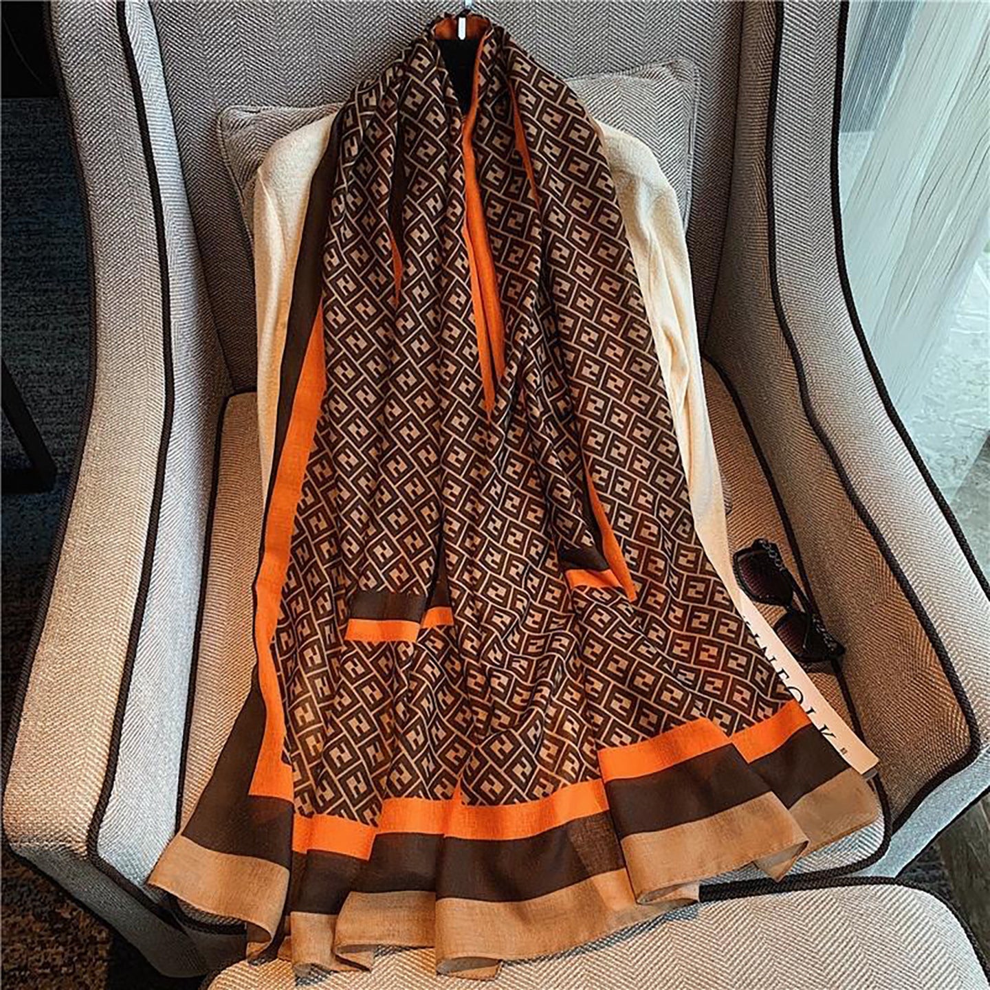 Imported classy brown printed soft viscose hijab / orna