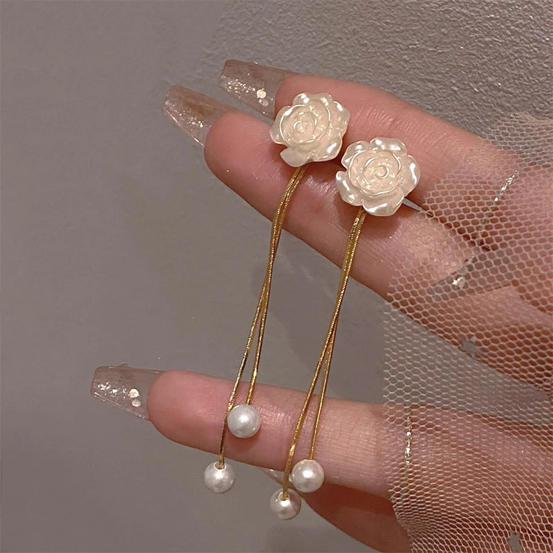 Gorgeous camelia tassel earrings