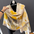 Yellow colour flower printed soft long viscose hijab / orna