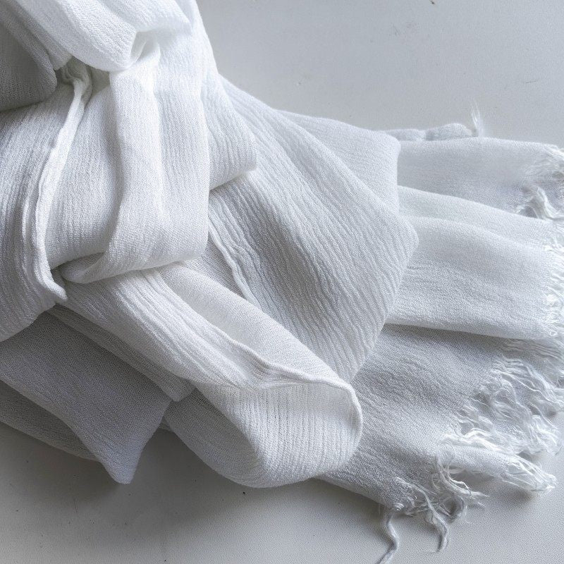 Sophisticated pure white color super soft rayon cotton long hijab/orna