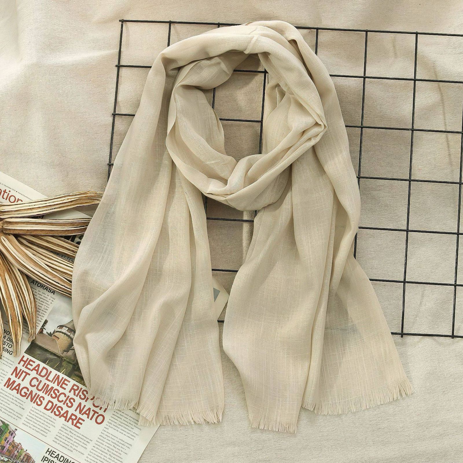 Sophisticated Off White Color Soft Long Bamboo Cotton Hijab / Orna