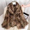 Beautiful Coffee Green Colour Imported Floral Printed Soft Long Cotton Hijab / Orna