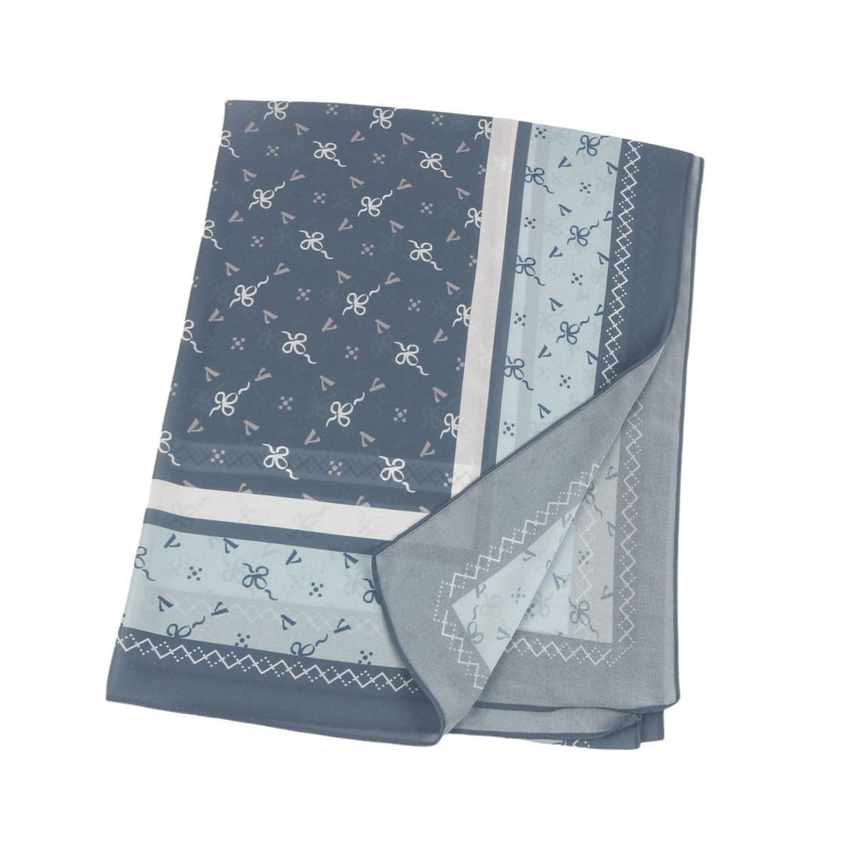 Stunnig Grayish Blue Color Imported High-grade Printed Chiffon Malaysia Long Hijab / Orna