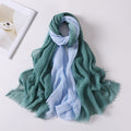 Elegant Teal And Light Blue Soft Gradient Natural Muslim Women Comfortable Imported Crinkle Cotton Hijab / Orna