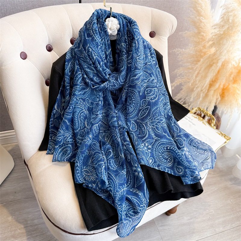 Elegant teal blue color long cotton hijab / orna