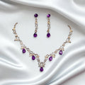 Gorgeous purple color necklace earrings set