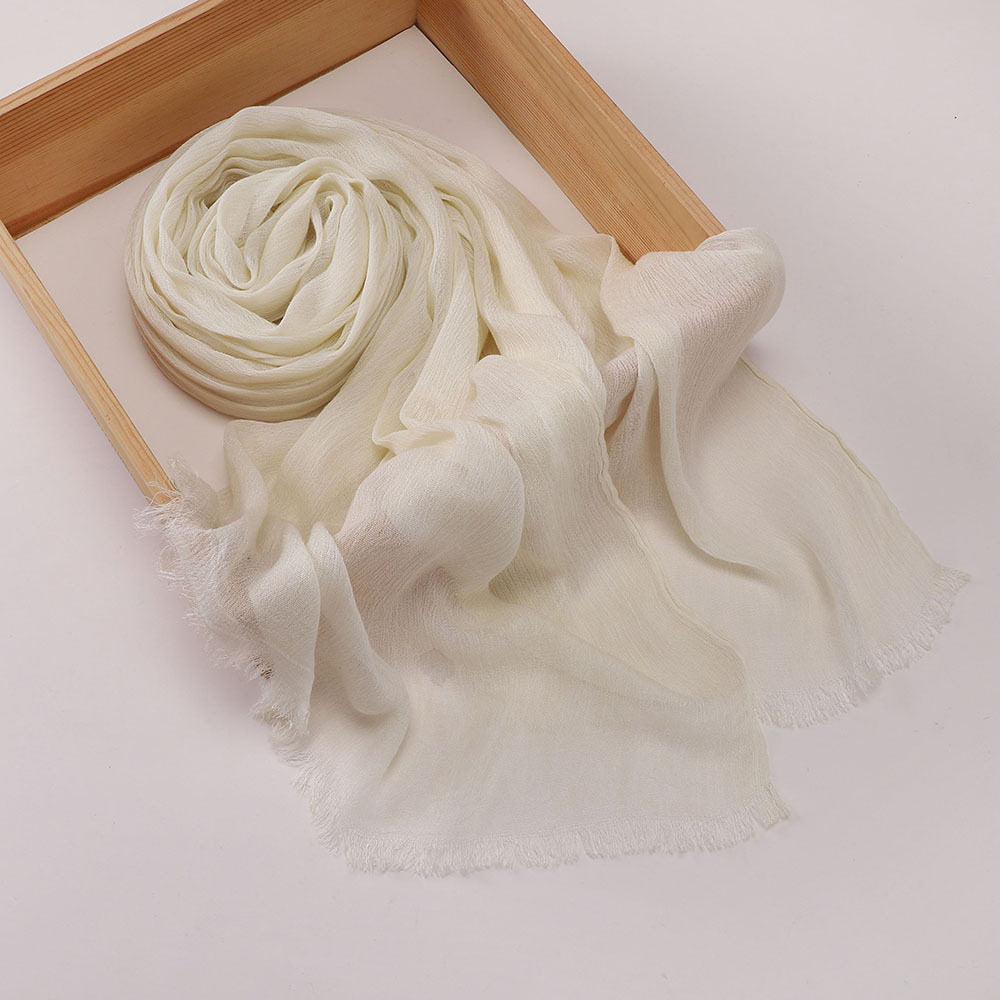 Sophisticated Milky White Super Soft Summer Friendly Imported Long Rayon Cotton Hijab / Orna
