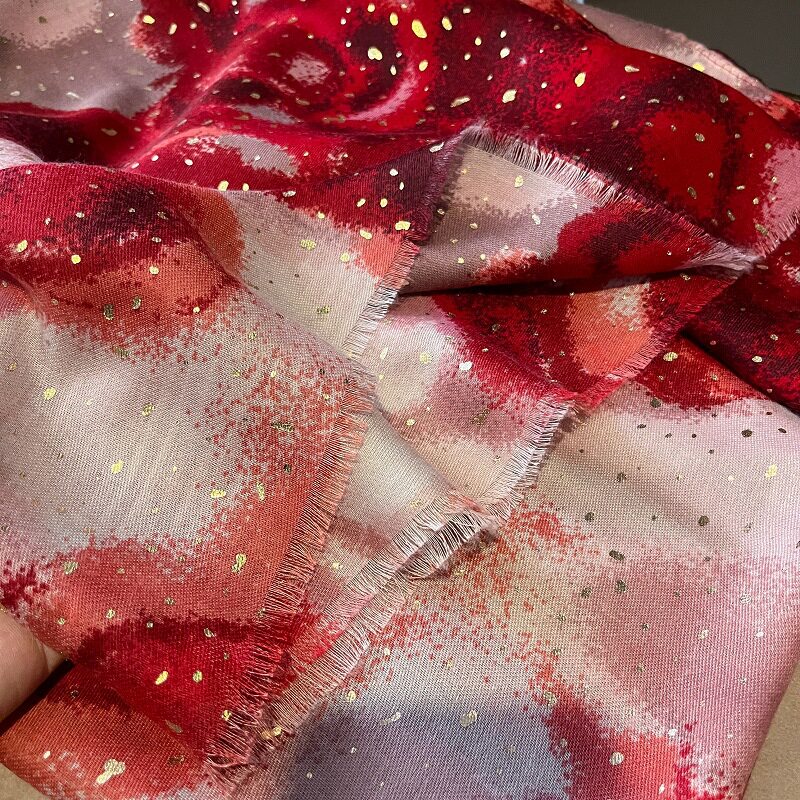 Gorgeous Ombre Tie Dye Paint Bronzing Red Color High Quality Imported Long Soft Party Glitter Hijab / Orna