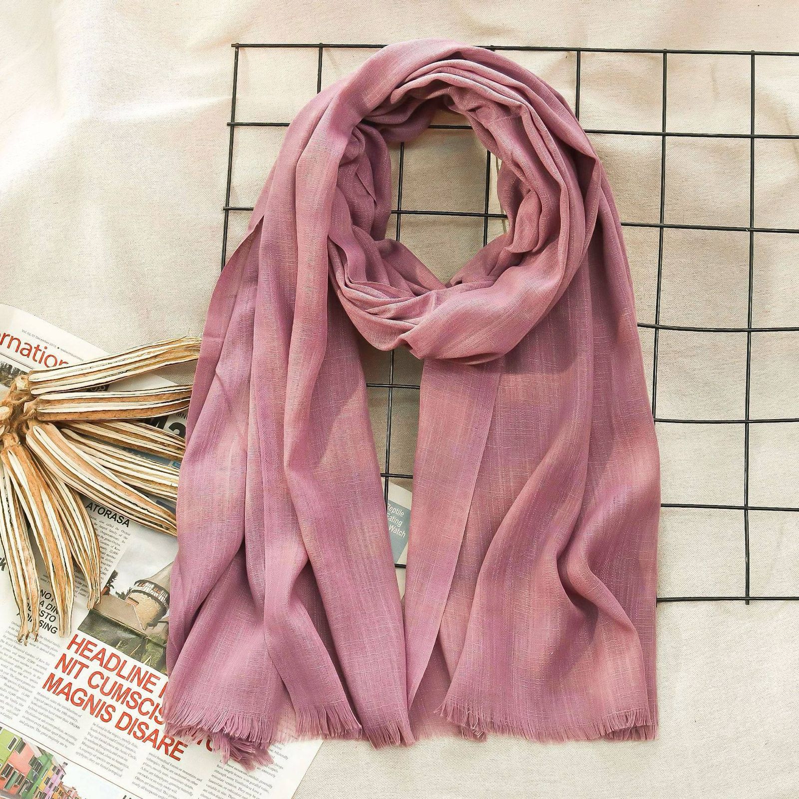 Pretty Dusty Pink Colour Solid Bamboo Cotton Hijab / Orna