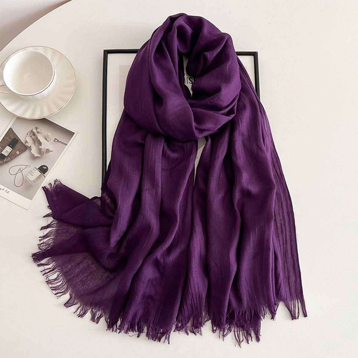 Elegant Violet Color Imported Super Soft Big Size Summer Friendly Cotton Hijab / Orna