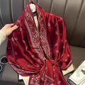 Beautiful Burgundy Color Paisley Printed Silk Hijab