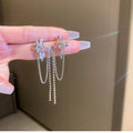 Crystal Star Chain Tassel Earrings