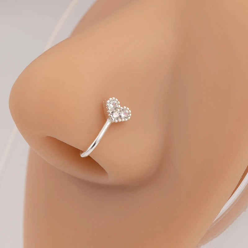 Lovely Silver Color Zircon Non Piercing U-Shaped Nose Clip / Nose Ring