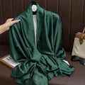 Classy Bottle Green Color Long Shiny Imported Satin Silk Hijab / Orna