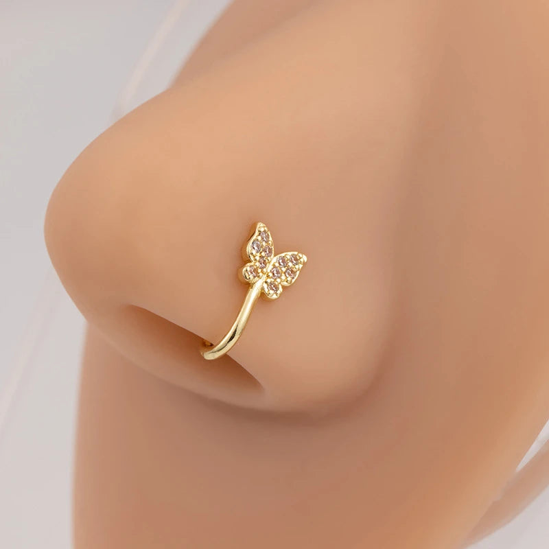 Butterfly shape zircon nose pin