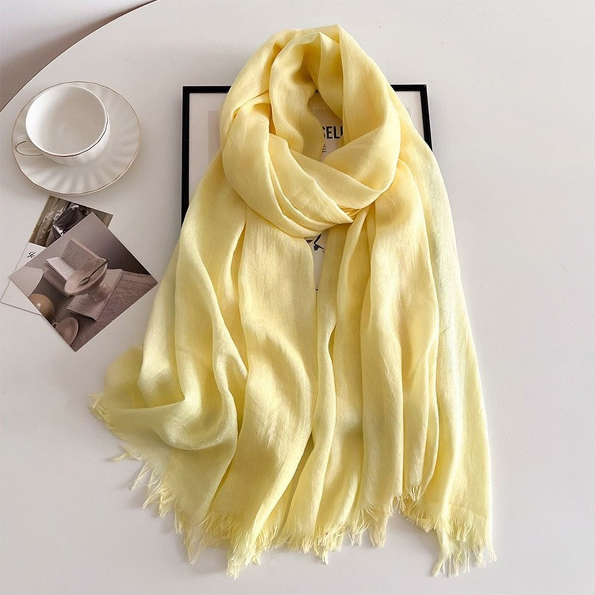 Stunning Yellow Colour Imported Super Soft Big Size Summer Friendly Cotton Hijab / Orna