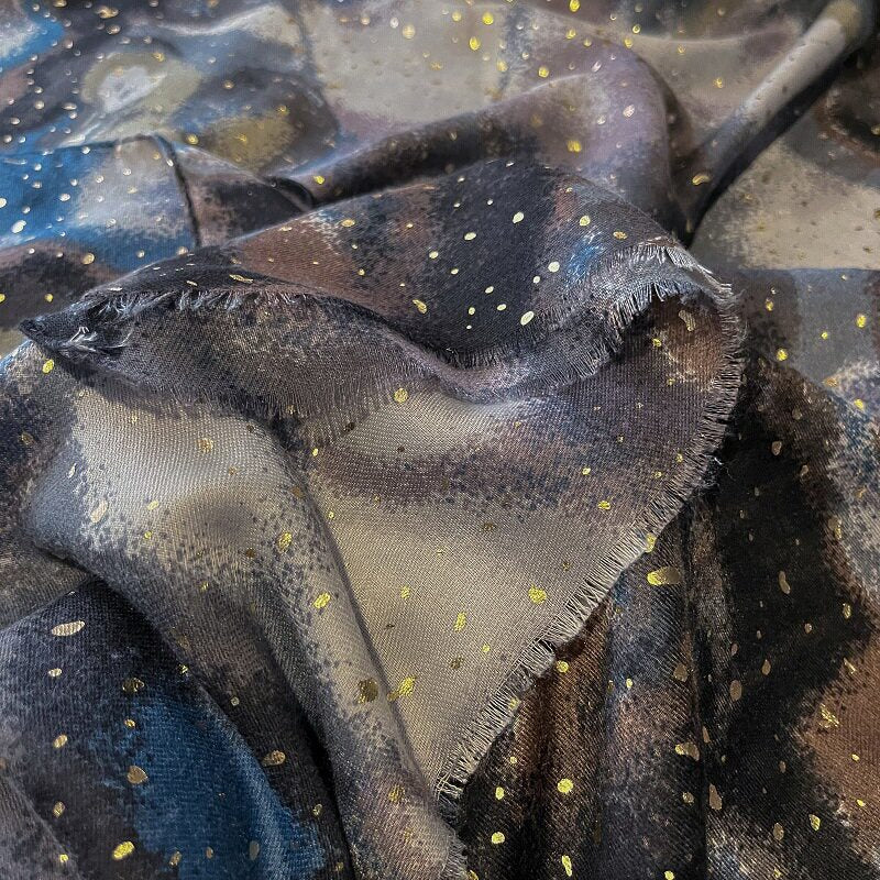 Elegant Ombre Tie Dye Paint Bronzing Black Color High Quality Imported Long Soft Glitter Hijab / Orna