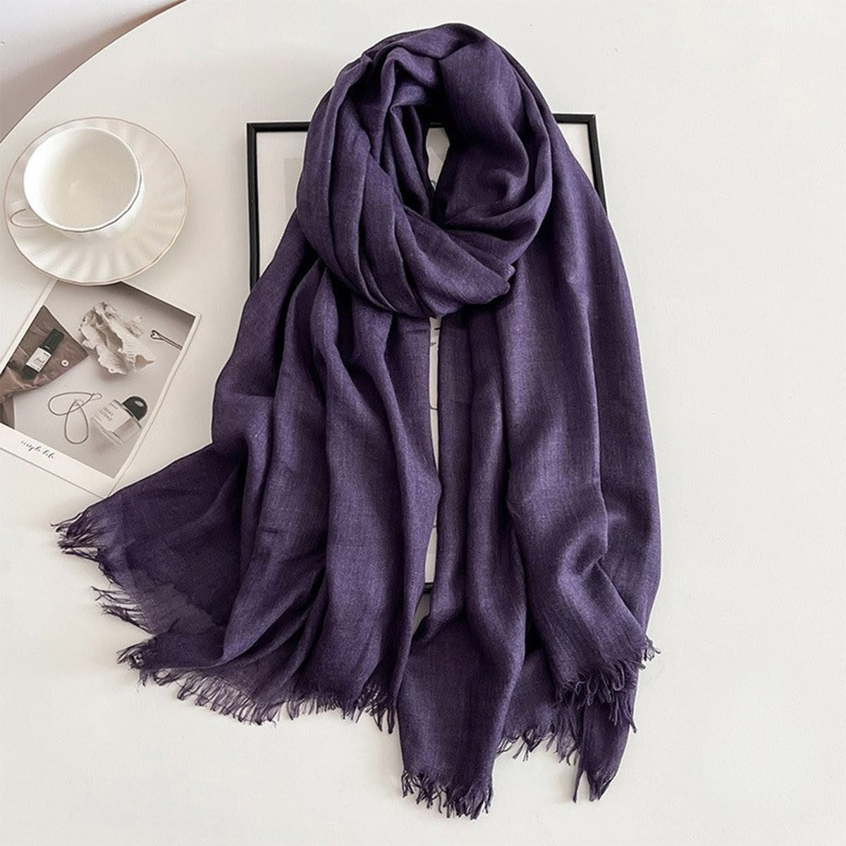 Elegant Purple Imported Super Soft Big Size Summer Friendly Cotton Hijab / Orna