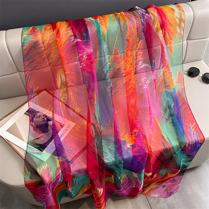 Imported colorful transparent long silk scarf / orna