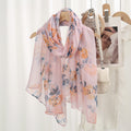 Pretty Light Pink Imported Floral Printed Summer Friendly Long Hijab / Orna