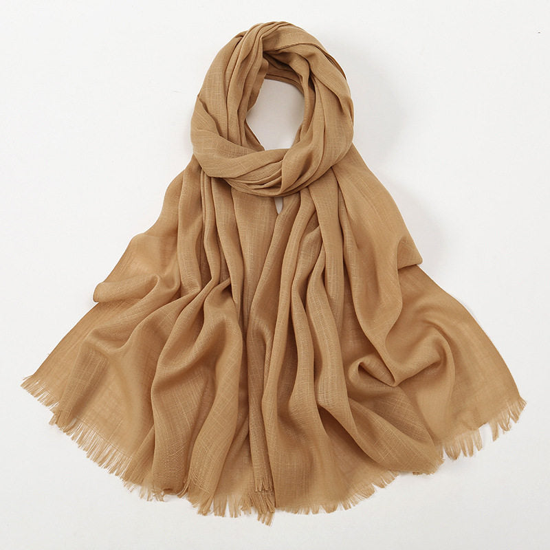 Fashionable Camel Color Soft Long Imported Breathable Bamboo Cotton Hijab / Orna